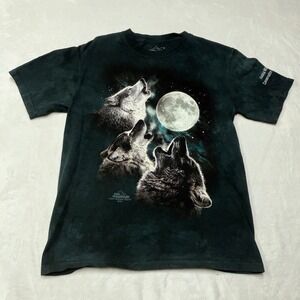 The Mountain 2007 Three 3 Wolves T-Shirt Men's Small Animal Print Tie Dye